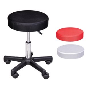 HomCom Modern Rolling Stool with Black, Red and White Seat Covers