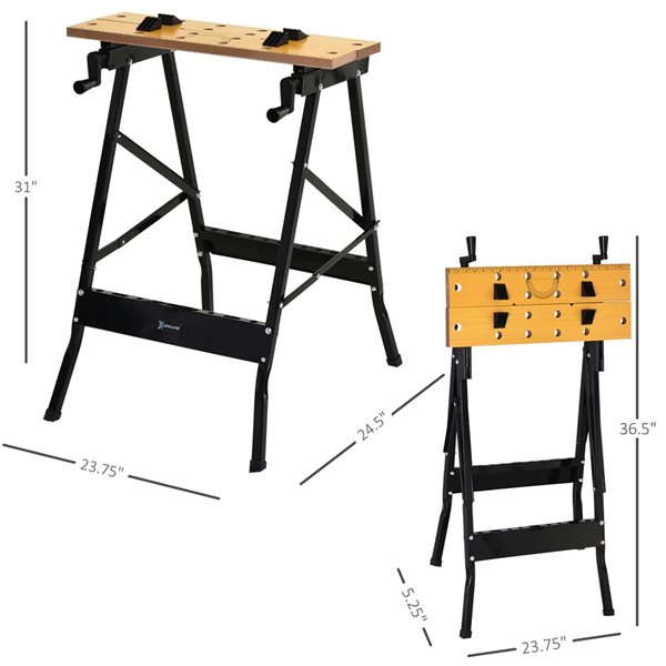 Durhand 23 3/4-in x 31-in MDF Foldable Workbench with Adjustable Pegs