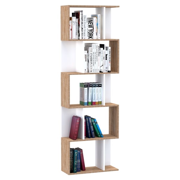 Bibliothèque en bois blanc par HomCom à 5 tablettes