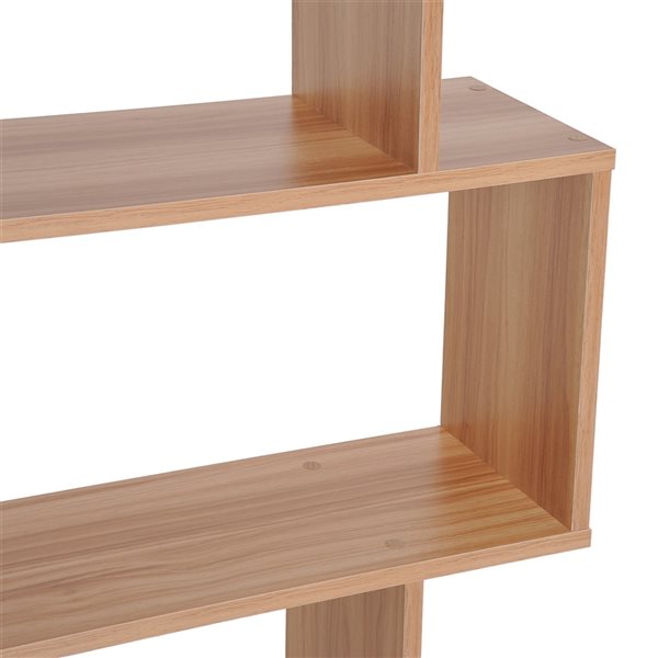 HOMCOM Maple Wood 6-Shelf Standard Bookcase