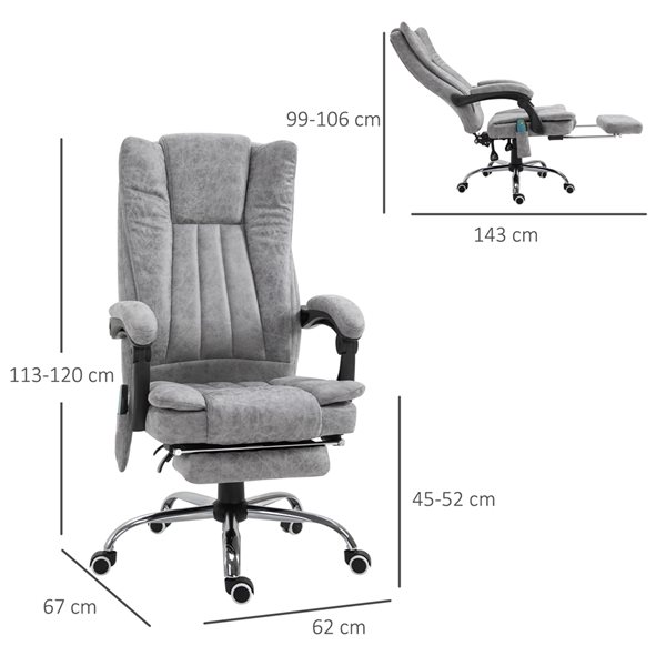 Vinsetto Contemporary Grey Adjustable Height Swivel Office Chair with Massage Feature