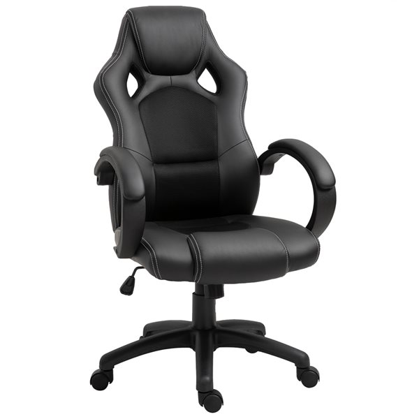 Chaise de jeu contemporaine HomCom noire pivotante à hauteur réglable