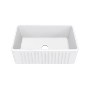 Swiss Madison Delice 18-in x 30-in White Ceramic Farmhouse Kitchen Sink with Apron