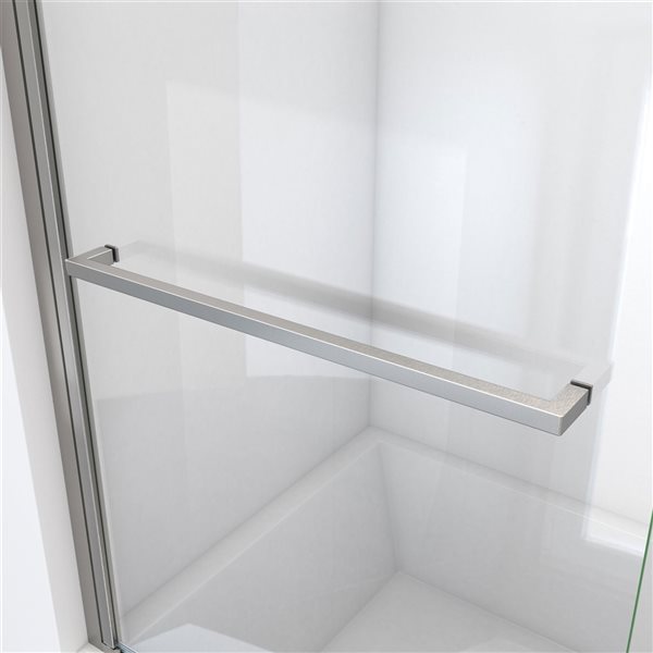 Aqua-Q Swing 34 x 58 Frameless Tub Door in Brushed Nickel- Reversible installation