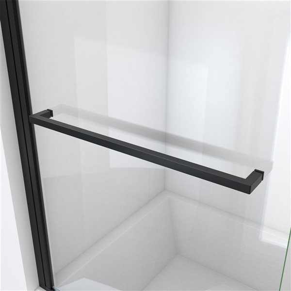 Dreamline Aqua-Q Swing 58-in x 34-in Frameless Hinged Satin Black Bathtub Clear Glass Door