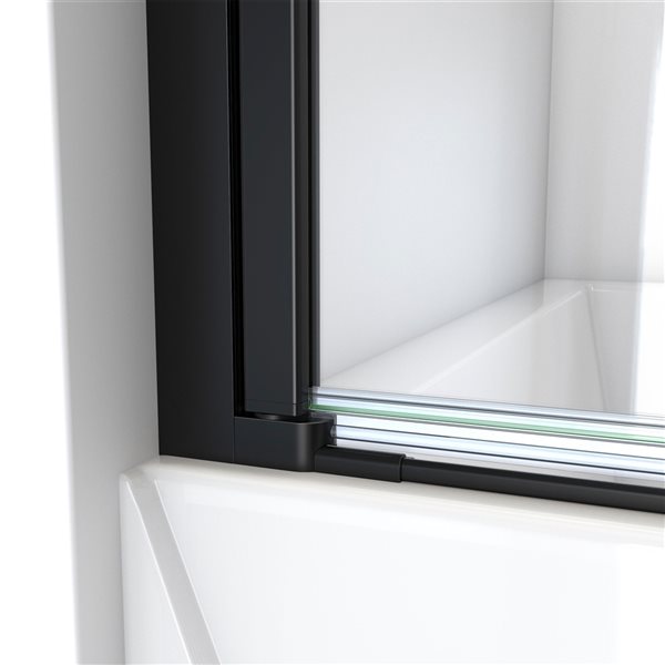 Dreamline Aqua-Q Swing 58-in x 34-in Frameless Hinged Satin Black Bathtub Clear Glass Door