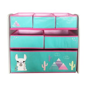 Danawares Llama White Rectangular Toy Box with 6 Fabric Bins