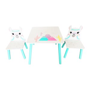 Danawares Llama White Square Kid's Play Table with 2 Chairs