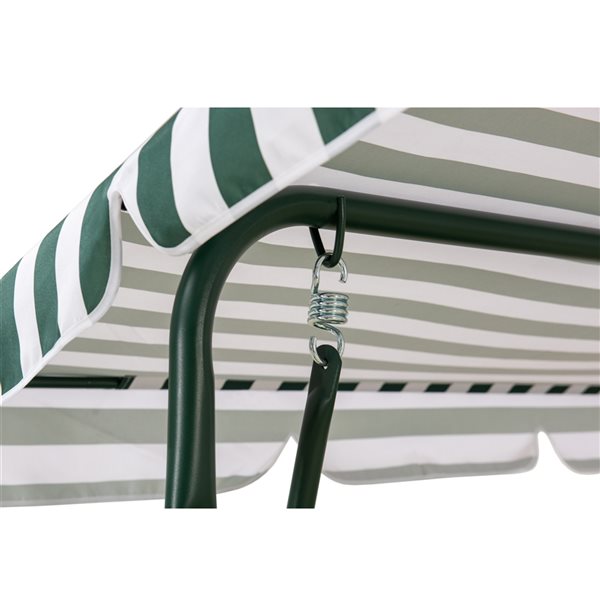 Sunjoy 2-Seat Green Striped Steel Outdoor Porch Swing with Adjustable Tilt Canopy