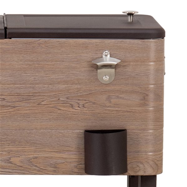 Sunjoy Aubury Brown Steel Outdoor Cooler Cart with Locking Wheels