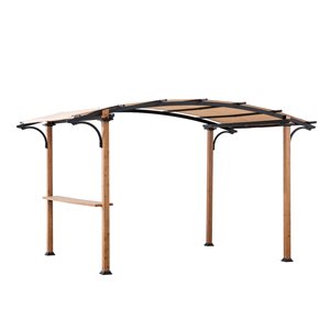 Pergola sur pieds Sunjoy de 10 pi x 7,7 pi en acier brun et noir avec auvent brun clair