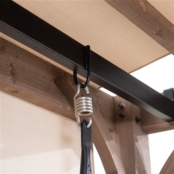 Sunjoy Julia 3-Seat Beige Wood Outdoor Pergola Swing with Adjustable Canopy