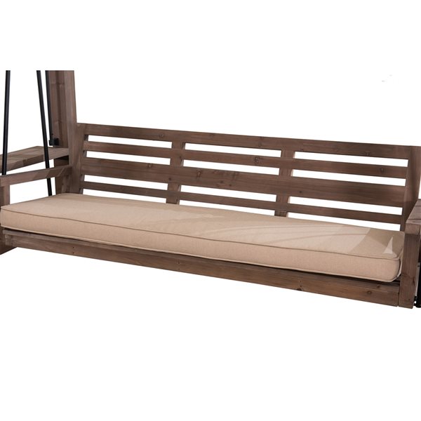 Sunjoy Julia 3-Seat Beige Wood Outdoor Pergola Swing with Adjustable Canopy