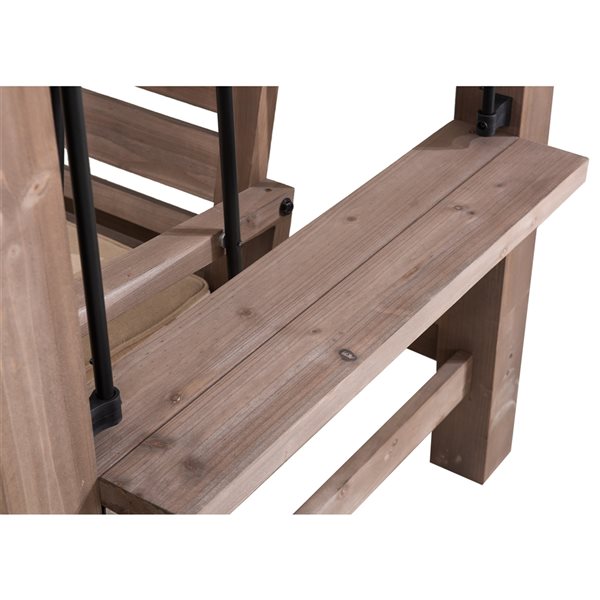 Sunjoy Julia 3-Seat Beige Wood Outdoor Pergola Swing with Adjustable Canopy