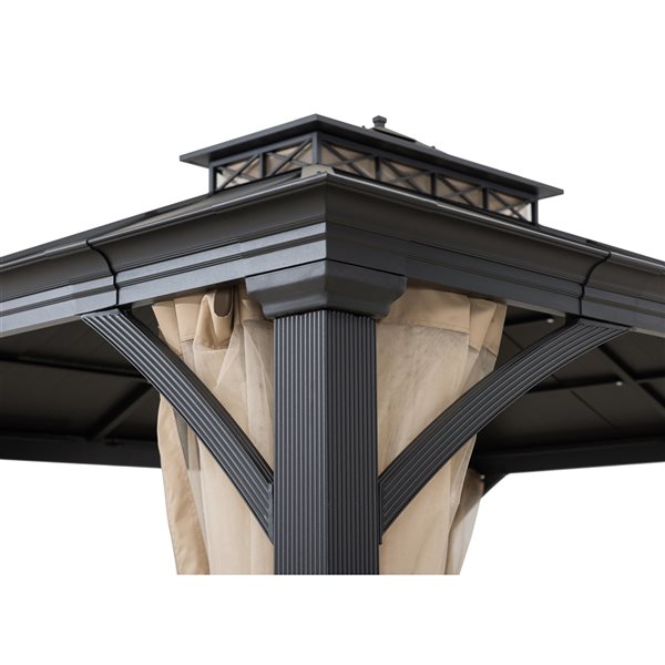 Sunjoy Libby Brown Steel Rectangle Screen Included Permanent Gazebo with Steel Roof (Exterior: 10-ft x 12-ft)