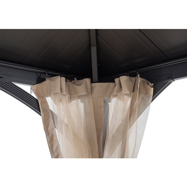 Sunjoy Libby Brown Steel Rectangle Screen Included Permanent Gazebo with Steel Roof (Exterior: 10-ft x 12-ft)