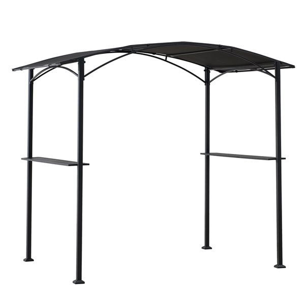 Sunjoy Douglas Black Steel Rectangle Grill Gazebo with Polyester Roof (Exterior: 6.8-ft x 5-ft)