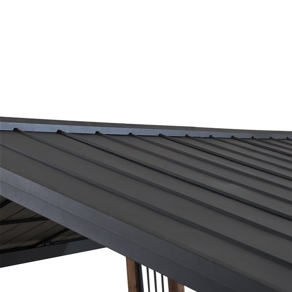 Sunjoy Clint Black Cedar Rectangle Permanent Gazebo with Steel Roof (Exterior: 10.7-ft x 12.9-ft)