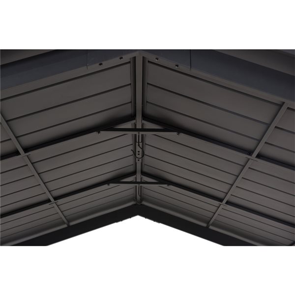 Sunjoy Clint Black Cedar Rectangle Permanent Gazebo with Steel Roof (Exterior: 10.7-ft x 12.9-ft)