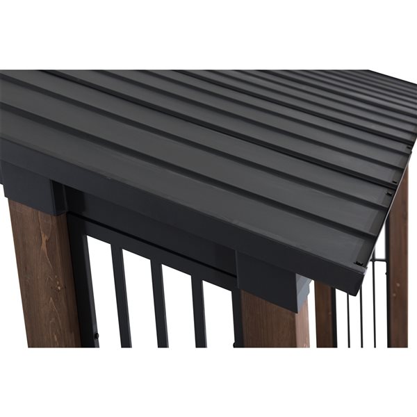 Sunjoy Clint Black Cedar Rectangle Permanent Gazebo with Steel Roof (Exterior: 10.7-ft x 12.9-ft)