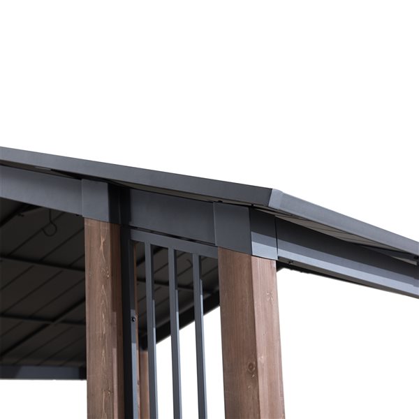 Sunjoy Clint Black Cedar Rectangle Permanent Gazebo with Steel Roof (Exterior: 10.7-ft x 12.9-ft)