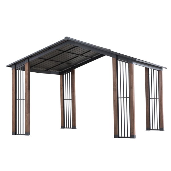 Sunjoy Clint Black Cedar Rectangle Permanent Gazebo with Steel Roof (Exterior: 10.7-ft x 12.9-ft)