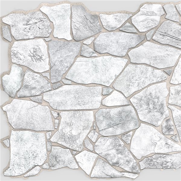 Dundee Deco Falkirk Renfrew White Faux Stone 3.2-ft x 2.1-ft PVC 3D Wall Panel - 10-Pack