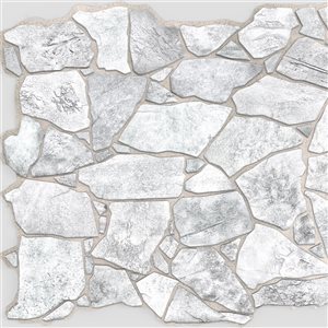 Dundee Deco Falkirk Renfrew White Faux Stone 3.2-ft x 2.1-ft PVC 3D Wall Panel - 10-Pack