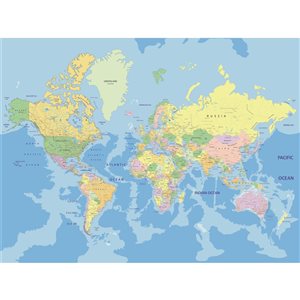 Dundee Deco 11-ft 10-in x 8-ft 10-in Strippable Washable World Map Mural