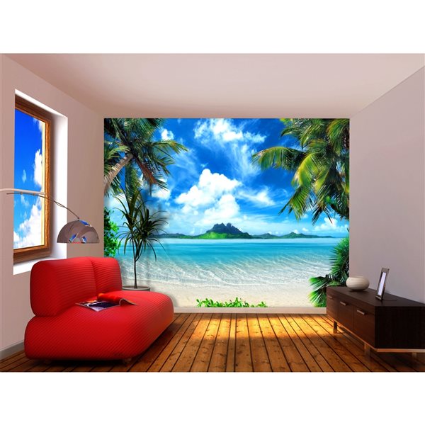 Dundee Deco 11-ft 10-in x 8-ft 10-in Strippable Washable Tropical Beach Mural
