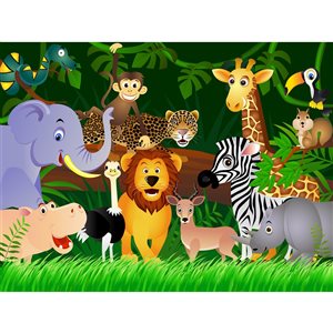 Dundee Deco 11-ft 10-in x 8-ft 10-in Strippable Washable Cartoon Animals Mural