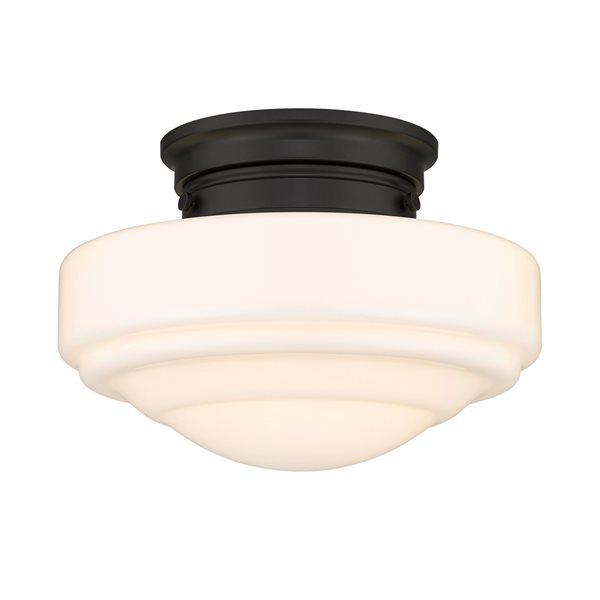 Golden Lighting Ingalls 12-in Matte Black Contemporary/Modern Semi-Flush Mount Light