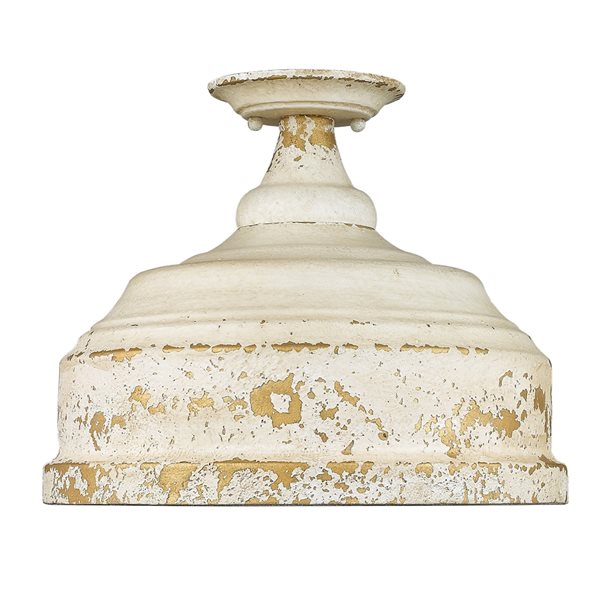 Golden Lighting Keating 13.75-in Antique Ivory Farmhouse Semi-Flush Mount Light