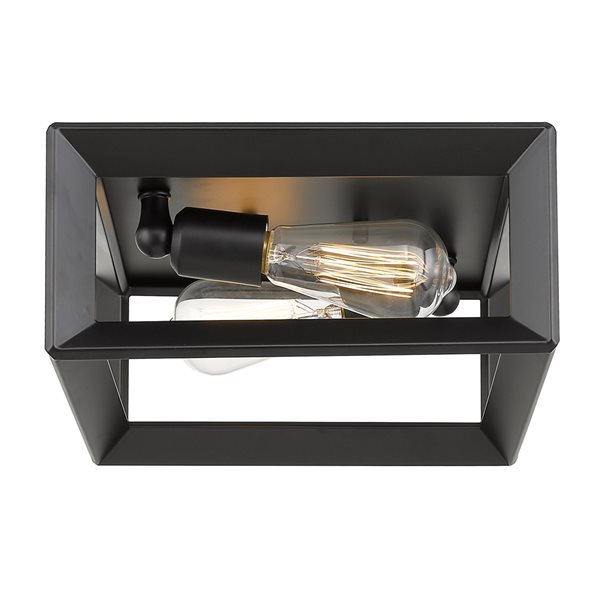 Golden Lighting Smyth 11.5-in Matte Black Contemporary/Modern Flush Mount Light