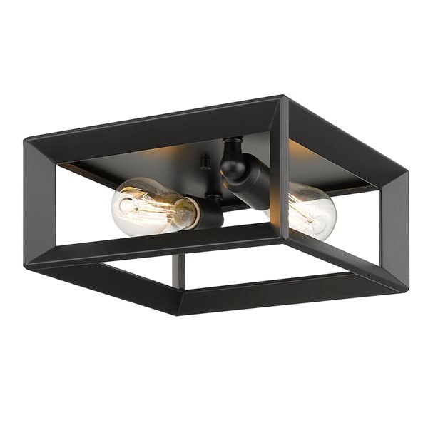 Golden Lighting Smyth 11.5-in Matte Black Contemporary/Modern Flush Mount Light