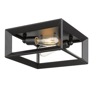 Golden Lighting Smyth 11.5-in Matte Black Contemporary/Modern Flush Mount Light