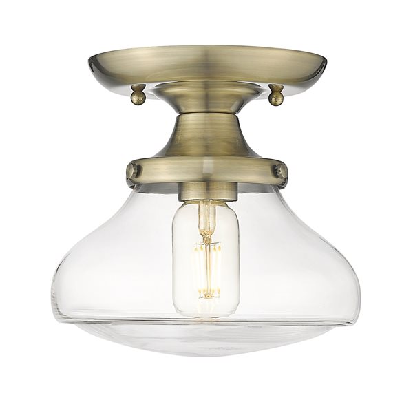 Golden Lighting Nash 8-in Aged Brass Vintage Semi-Flush Mount Light