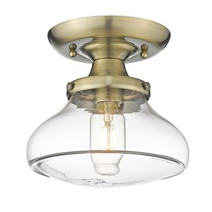 Golden Lighting Nash 8-in Aged Brass Vintage Semi-Flush Mount Light