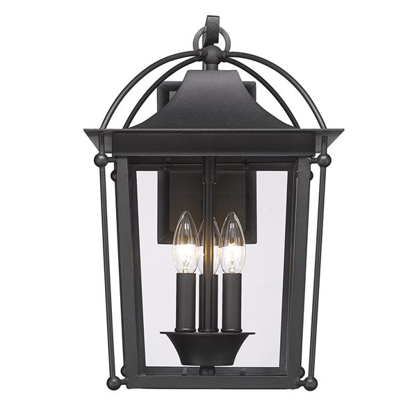 Golden Lighting Brigham 17.25-in Outdoor Wall Sconce in Natural Black with Clear Glass Shade