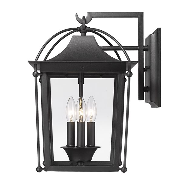 Golden Lighting Brigham 17.25-in Outdoor Wall Sconce in Natural Black with Clear Glass Shade