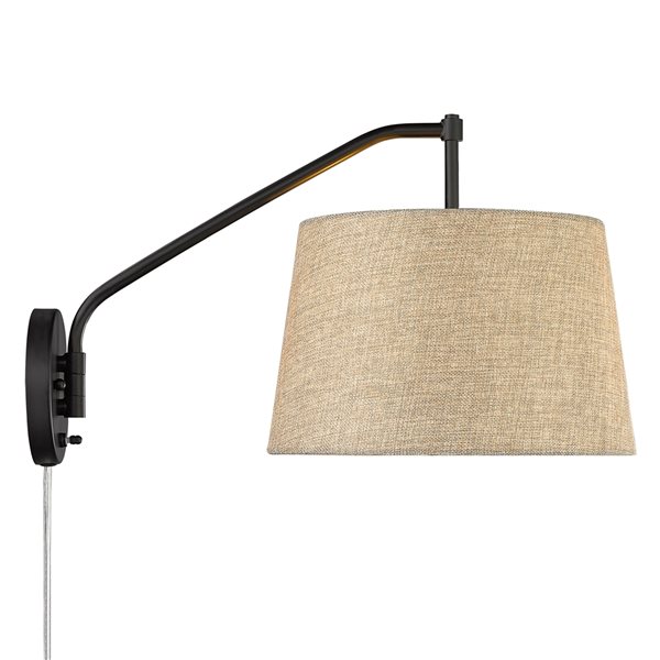 Golden Lighting Ryleigh 12-in Matte Black 1-Light Wall Sconce