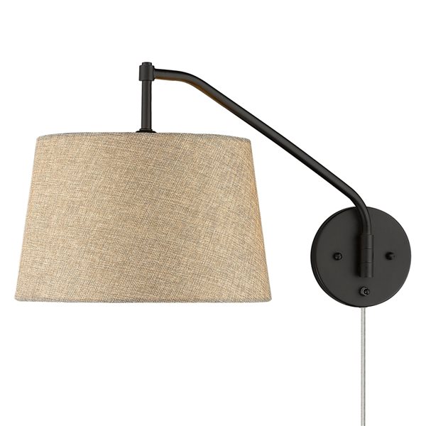 Golden Lighting Ryleigh 12-in Matte Black 1-Light Wall Sconce