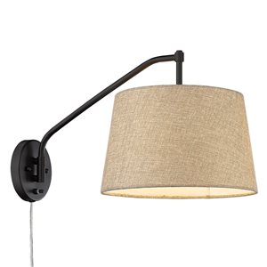 Golden Lighting Ryleigh 12-in Matte Black 1-Light Wall Sconce