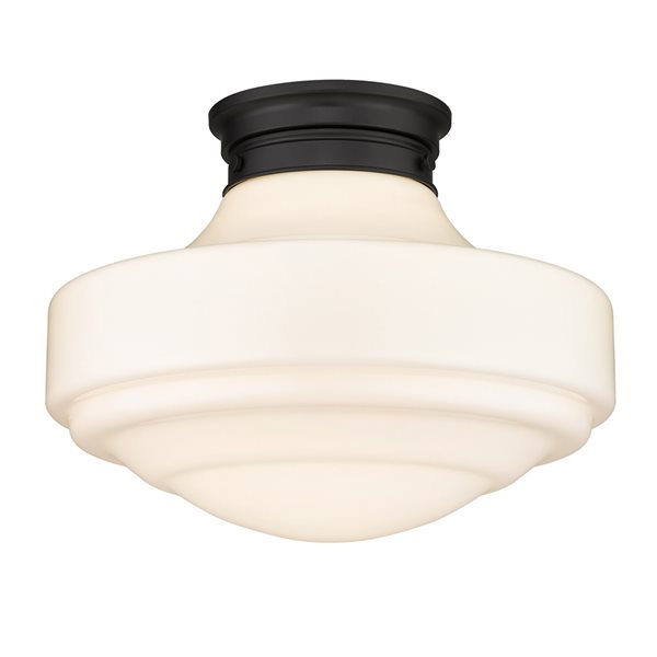 Golden Lighting Ingalls 16-in Matte Black Modern Semi-Flush Mount Light