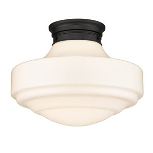 Golden Lighting Ingalls 16-in Matte Black Modern Semi-Flush Mount Light