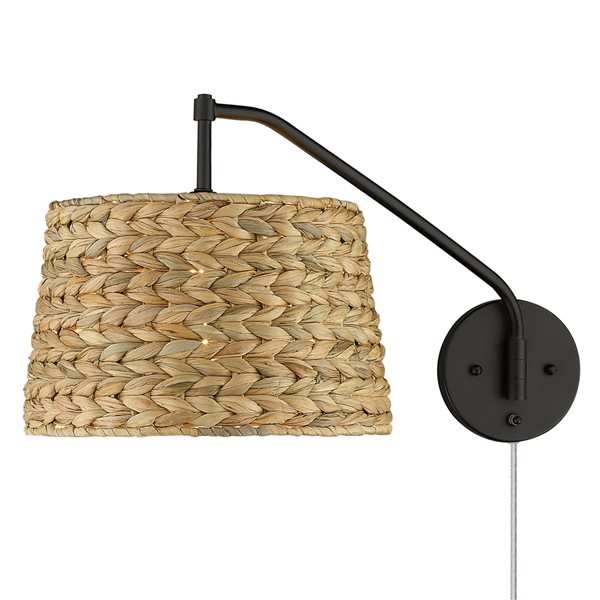 Golden Lighting Ryleigh 12-in 1-Light Modern Matte Black Wall Sconce