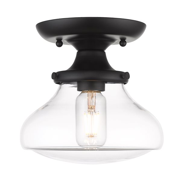 Golden Lighting Nash 8-in Matte Black Vintage Semi-Flush Mount Light