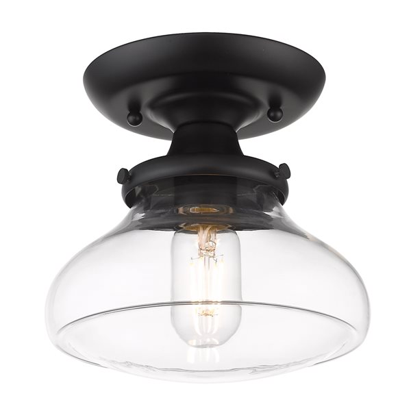 Golden Lighting Nash 8-in Matte Black Vintage Semi-Flush Mount Light