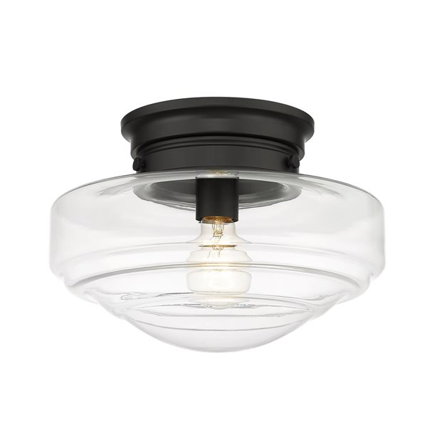 Golden Lighting Ingalls 12-in Matte Black Contemporary Semi-Flush Mount Light