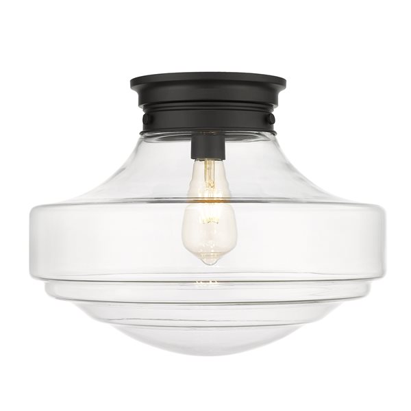 Golden Lighting Ingalls 16-in Matte Black Contemporary/Modern Semi-Flush Mount Light